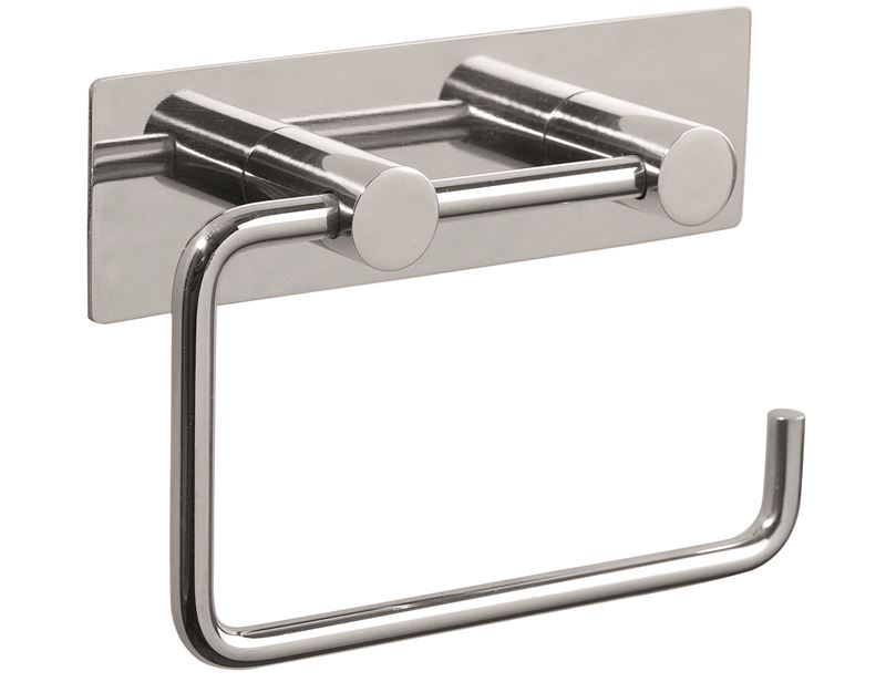 Toilet paper holder with plate, polished steel