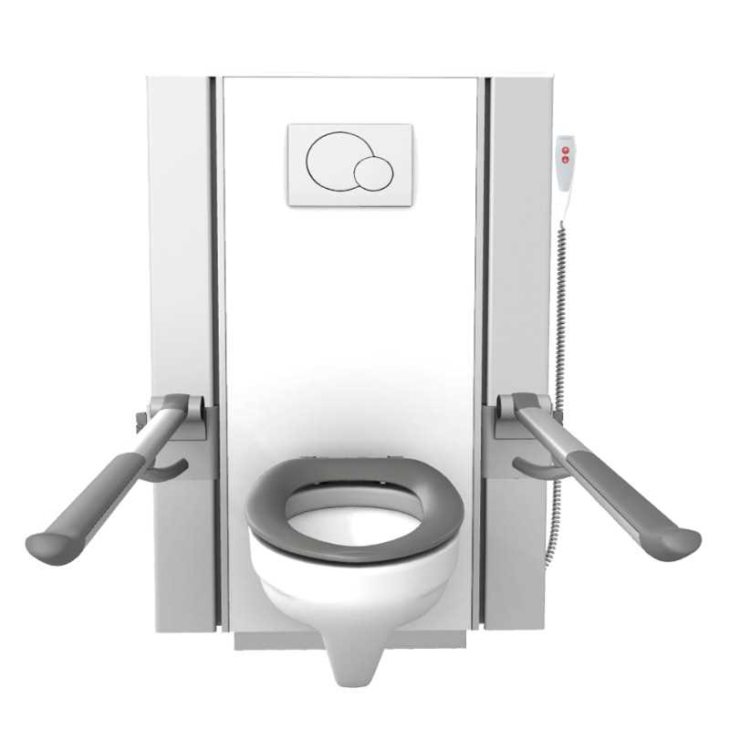 Løsning med SELECT TL2 elektrisk toiletløfter, PLUS toiletstøtter ...