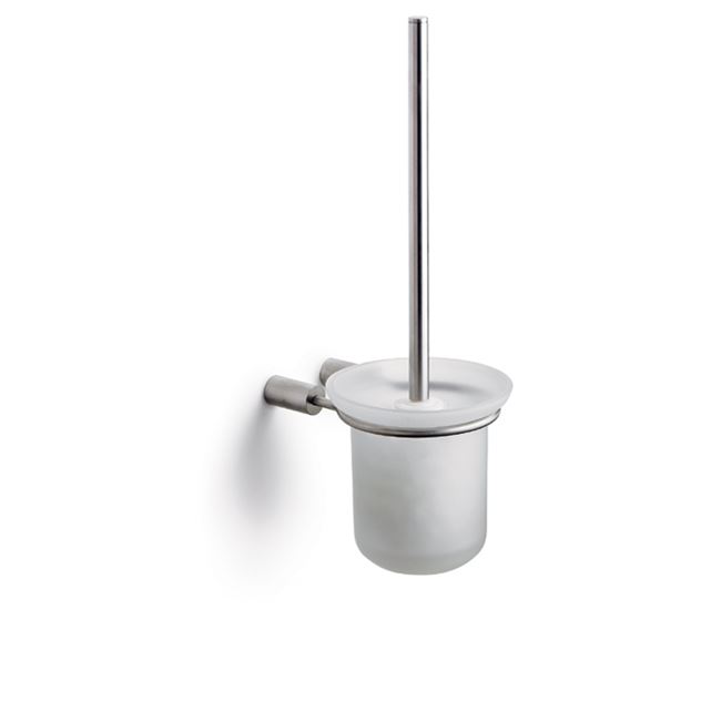 Toiletborstelgarnituur voor wandmontage met glazen inzet, geborsteld staal