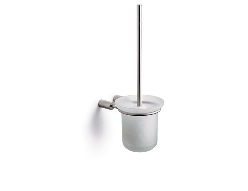 Toiletborstelgarnituur voor wandmontage met glazen inzet, geborsteld staal
