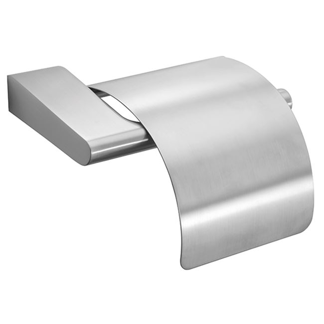 Toilet paper holder w/cover, brushed steel